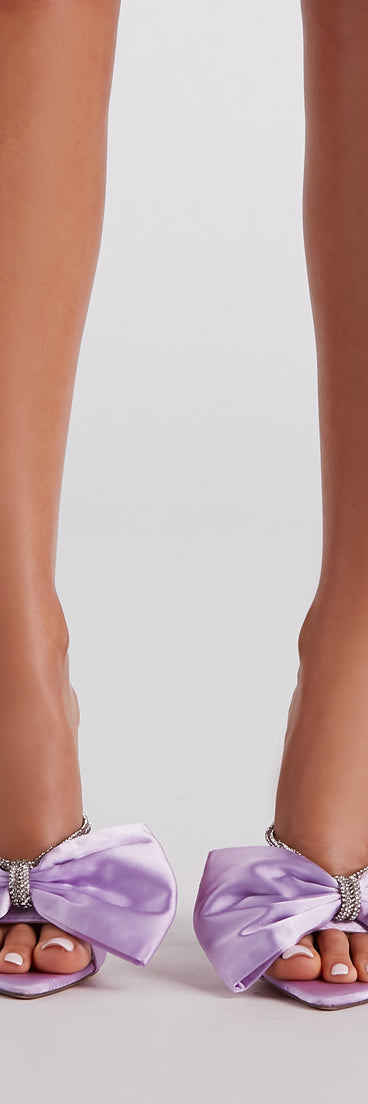 Present With Style Satin Bow Rhinestone Mules are chic ladies' shoes to complete your best 2023 outfits. They come in a variety of trendy women's shoe styles like platforms and dressy low-heels, & are available in wide widths for better comfort.