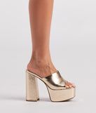 Sassy Strikes Again Metallic Platform Mules are chic ladies' shoes to complete your best 2023 outfits. They come in a variety of trendy women's shoe styles like platforms and dressy low-heels, & are available in wide widths for better comfort.