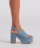 In My Jeans Denim Sling Back Platform Heels is a trendy pick to create 2023 concert outfits, festival dresses, outfits for raves, or to complete your best party outfits or clubwear!