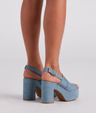 In My Jeans Denim Sling Back Platform Heels are chic ladies' shoes to complete your best 2023 outfits. They come in a variety of trendy women's shoe styles like platforms and dressy low-heels, & are available in wide widths for better comfort.