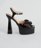 Gifted With Style Patent Bow Platform Heels has high-heel or platform options for comfort while you dance and unique homecoming shoe details to compliment your 2023 Homecoming dress!