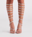 Higher Glam Rhinestone Spiral Stiletto Heels has high-heel or platform options for comfort while you dance and unique homecoming shoe details to compliment your 2023 Homecoming dress!