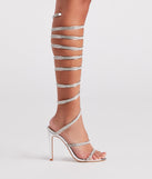 Higher Glam Rhinestone Spiral Stiletto Heels has high-heel or platform options for comfort while you dance and unique homecoming shoe details to compliment your 2023 Homecoming dress!