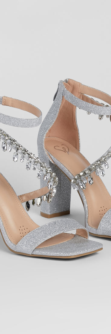 A Moment Of Luxe Rhinestone Trim Block Heels