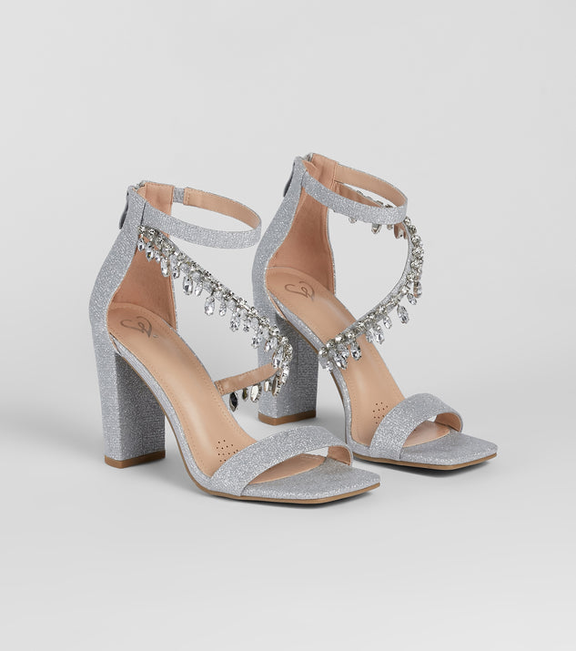 A Moment Of Luxe Rhinestone Trim Block Heels Windsor