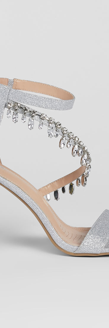 A Moment Of Luxe Rhinestone Trim Block Heels