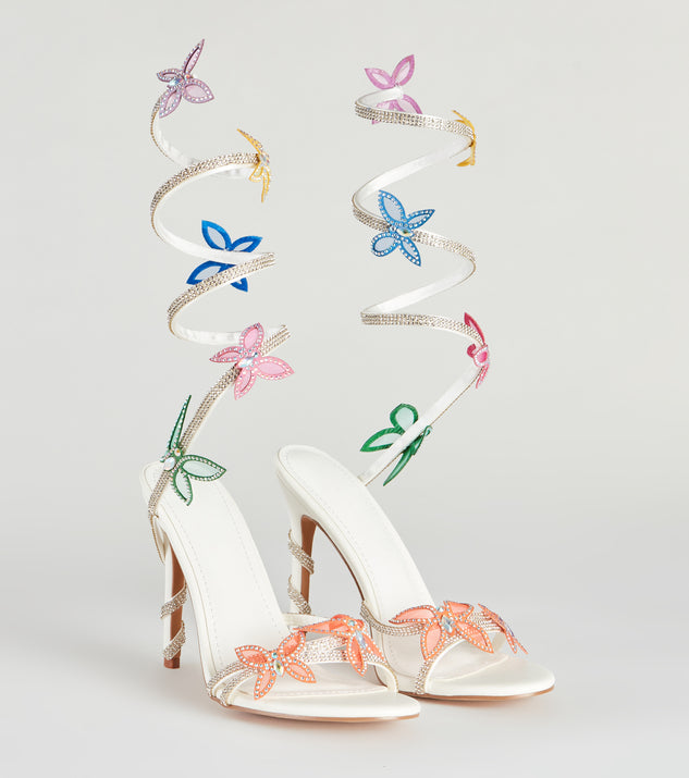 Fly Away Butterfly Applique Spiral Strap Heels are chic ladies' shoes to complete your best 2023 outfits. They come in a variety of trendy women's shoe styles like platforms and dressy low-heels, & are available in wide widths for better comfort.