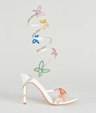 Fly Away Butterfly Applique Spiral Strap Heels are chic ladies' shoes to complete your best 2023 outfits. They come in a variety of trendy women's shoe styles like platforms and dressy low-heels, & are available in wide widths for better comfort.