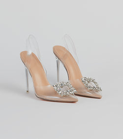 Elegant Luxe Rhinestone Brooch Stiletto Heels