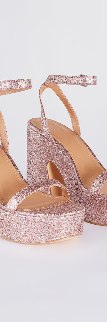 Shining Star Glitter Platform Block Heels