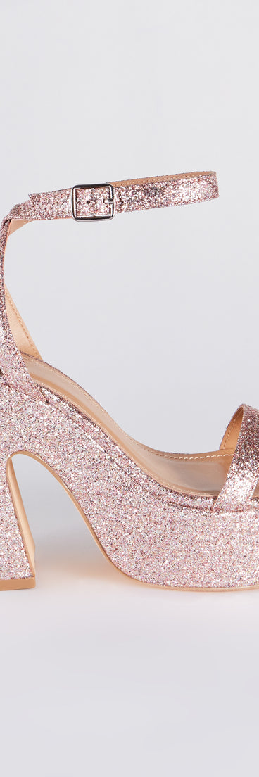 Shining Star Glitter Platform Block Heels