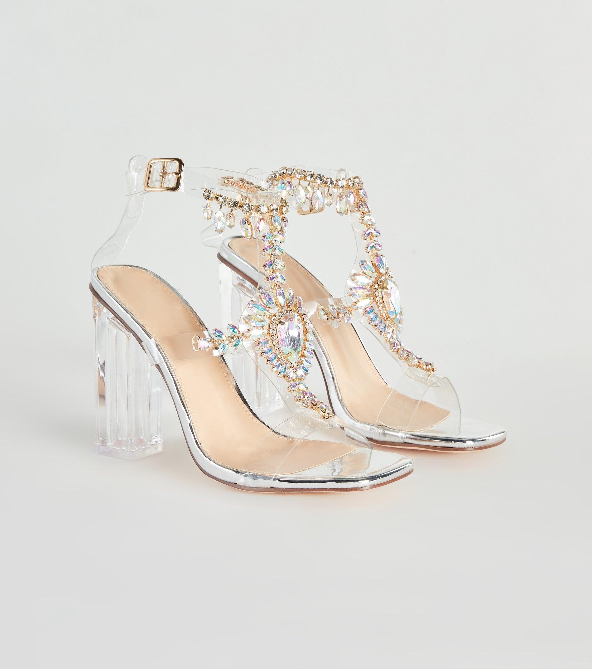 JEWEL TONE ジョエルトーン Midnight Glamour Iridescent Gemstone Clear Heels | Windsor