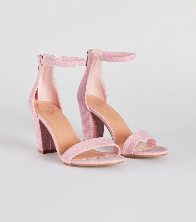 Sparkle Step Glitter Lurex Block Heels with on-trend details provides a stylish start to creating your graduation outfit for the 2024 Commencement or grad party!