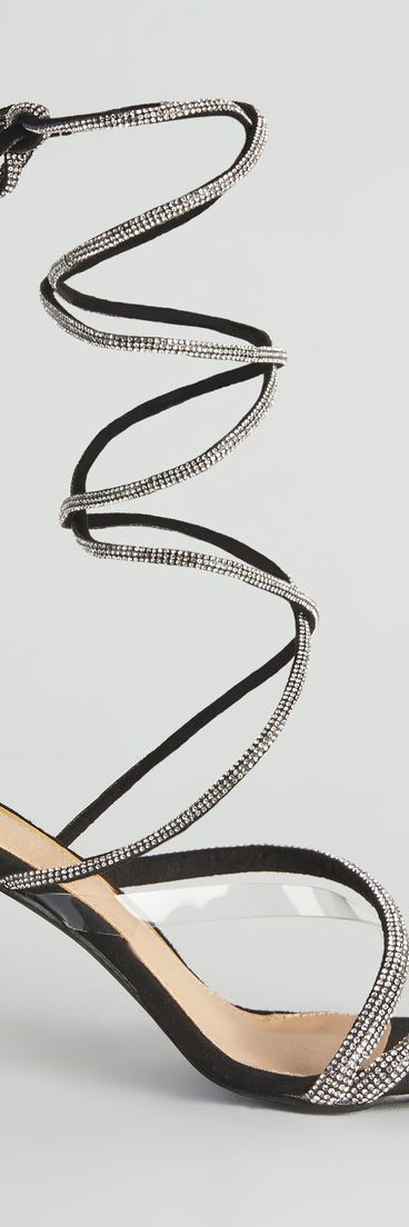 Oh-So-Dramatic Rhinestone Lace-Up Stiletto Heels