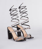 Lace Me Up In Rhinestone Block Heels