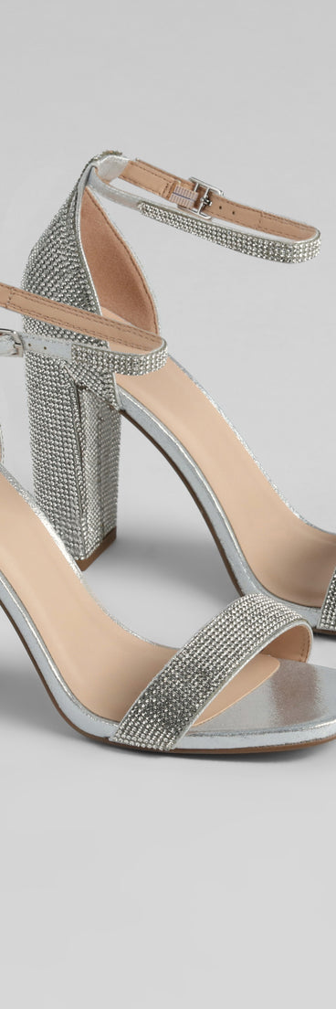 Shine Always Rhinestone Block Heels with on-trend details provides a stylish start to creating your graduation outfit for the 2024 Commencement or grad party!