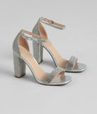 Shine Always Rhinestone Block Heels with on-trend details provides a stylish start to creating your graduation outfit for the 2024 Commencement or grad party!