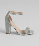 Shine Always Rhinestone Block Heels with on-trend details provides a stylish start to creating your graduation outfit for the 2024 Commencement or grad party!