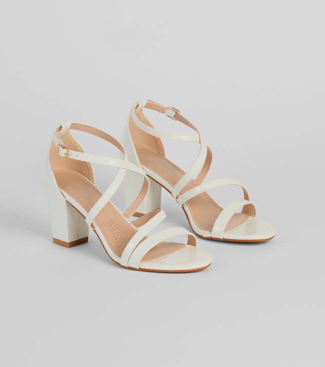 Best Behavior Patent Strappy Block Heels with on-trend details provides a stylish start to creating your graduation outfit for the 2024 Commencement or grad party!