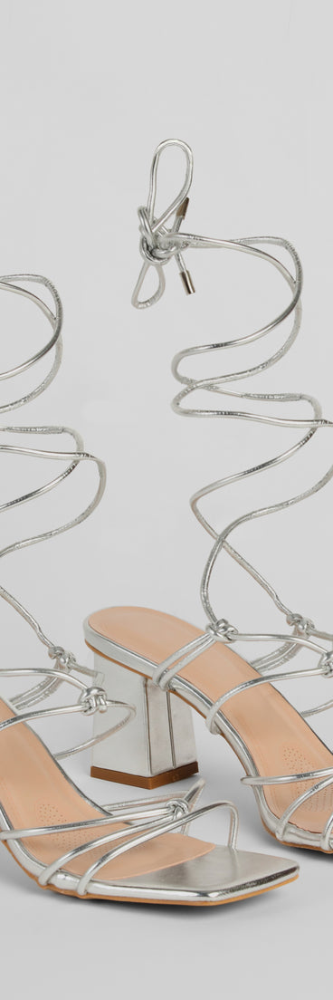 Come Around Metallic Lace-Up Block Heels