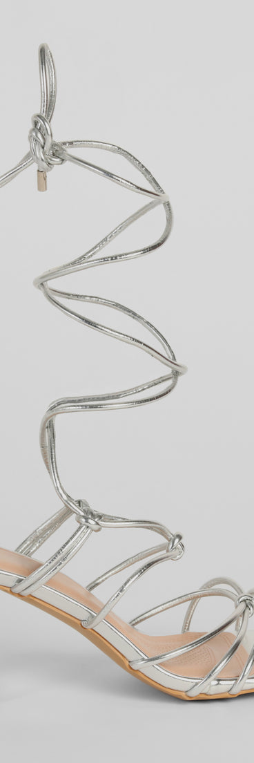 Come Around Metallic Lace-Up Block Heels