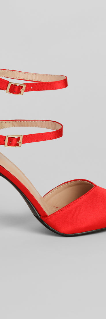 Standing Tall Satin Block Heel Pumps