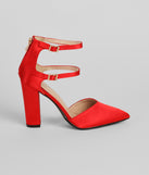 Standing Tall Satin Block Heel Pumps