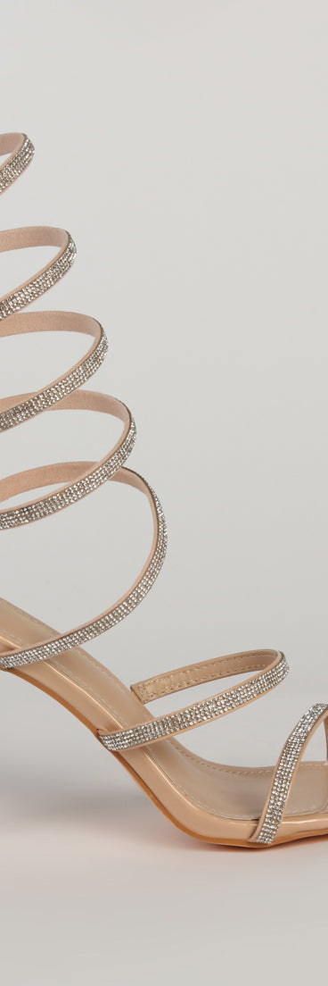 Take Notice Rhinestone Spiral Heels with on-trend details provides a stylish start to creating your graduation outfit for the 2024 Commencement or grad party!