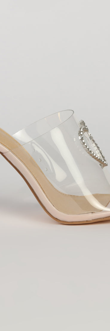 Pure Heart PVC Rhinestone Mules