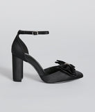 Statement Making Satin Bow Block Heel Pumps