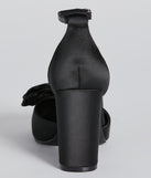 Statement Making Satin Bow Block Heel Pumps