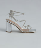 Luxe Rhinestone Lace-Up Metallic Heels