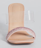 Ombre Effect Rhinestone Lucite Block Heel Mules