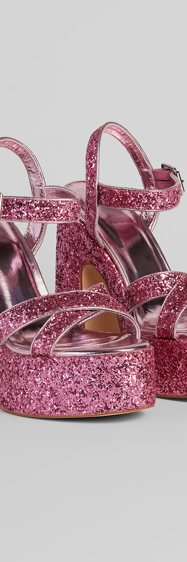 Step Into Sparkle Glitter Platform Heels