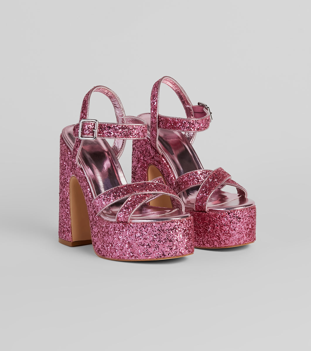 Step Into Sparkle Glitter Platform Heels