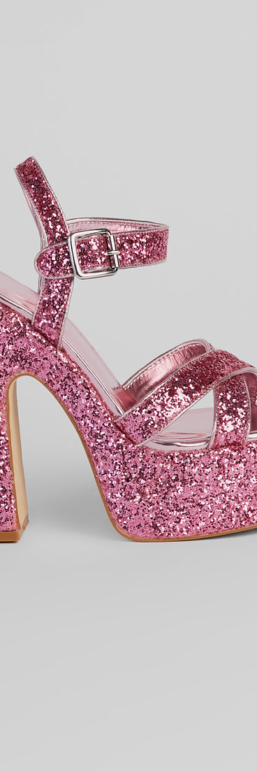 Step Into Sparkle Glitter Platform Heels