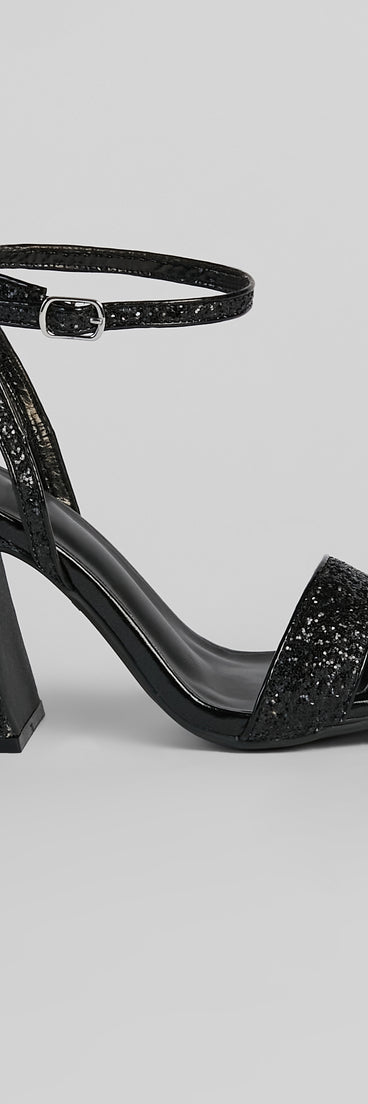 No Stopping Her Shine Glitter Block Heels