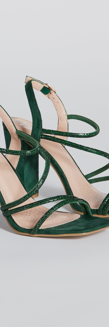 Hollywood Glamour Rhinestone Strappy Block Heels