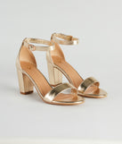 Star Struck Metallic Block Heels with on-trend details provides a stylish start to creating your graduation outfit for the 2024 Commencement or grad party!