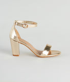 Star Struck Metallic Block Heels with on-trend details provides a stylish start to creating your graduation outfit for the 2024 Commencement or grad party!