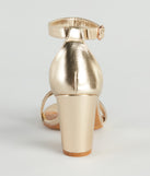 Star Struck Metallic Block Heels with on-trend details provides a stylish start to creating your graduation outfit for the 2024 Commencement or grad party!