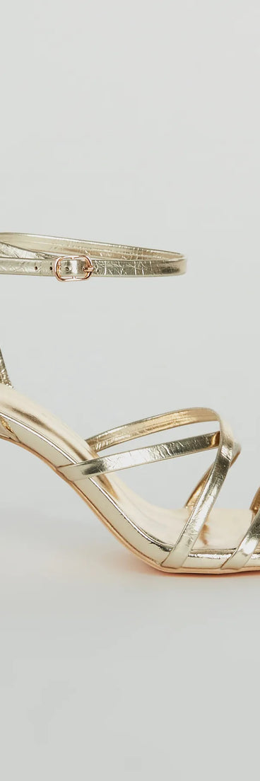 The cute and comfy style of the Ahead Of The Crowd Strappy Metallic Stiletto Heels as your homecoming shoes creates a stand out look to complete your HOCO dress look!