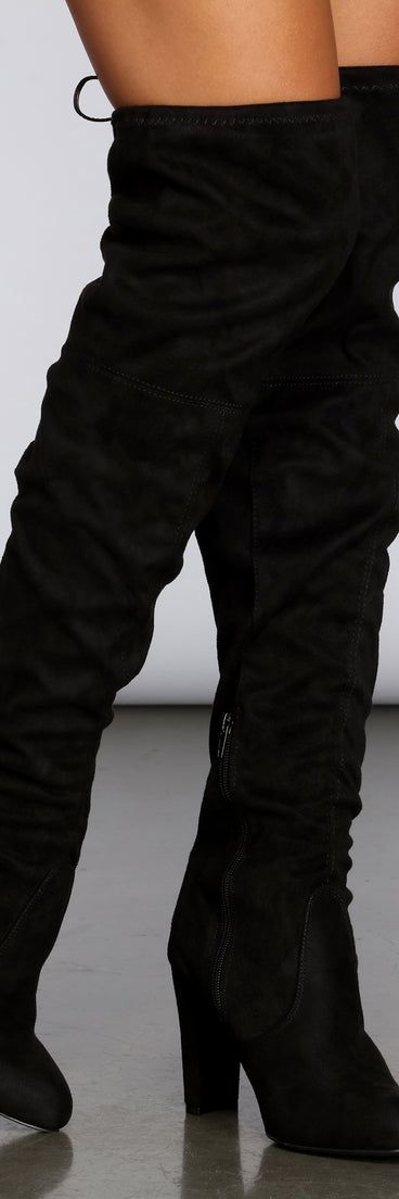 Over The Knee Block Heel Boots for 2022 festival outfits, festival dress, outfits for raves, concert outfits, and/or club outfits