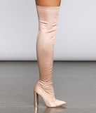 Satin Over The Knee Boots for 2022 festival outfits, festival dress, outfits for raves, concert outfits, and/or club outfits