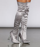 Satin Over The Knee Boots for 2022 festival outfits, festival dress, outfits for raves, concert outfits, and/or club outfits