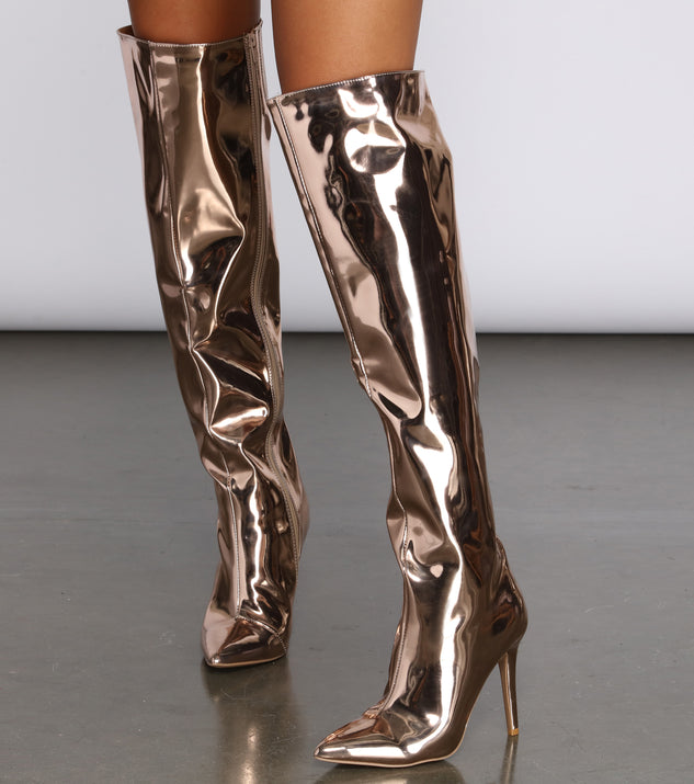 Metallic Marvel Stiletto Boots are chic ladies' shoes to complete your best 2023 outfits. They come in a variety of trendy women's shoe styles like platforms and dressy low-heels, & are available in wide widths for better comfort.
