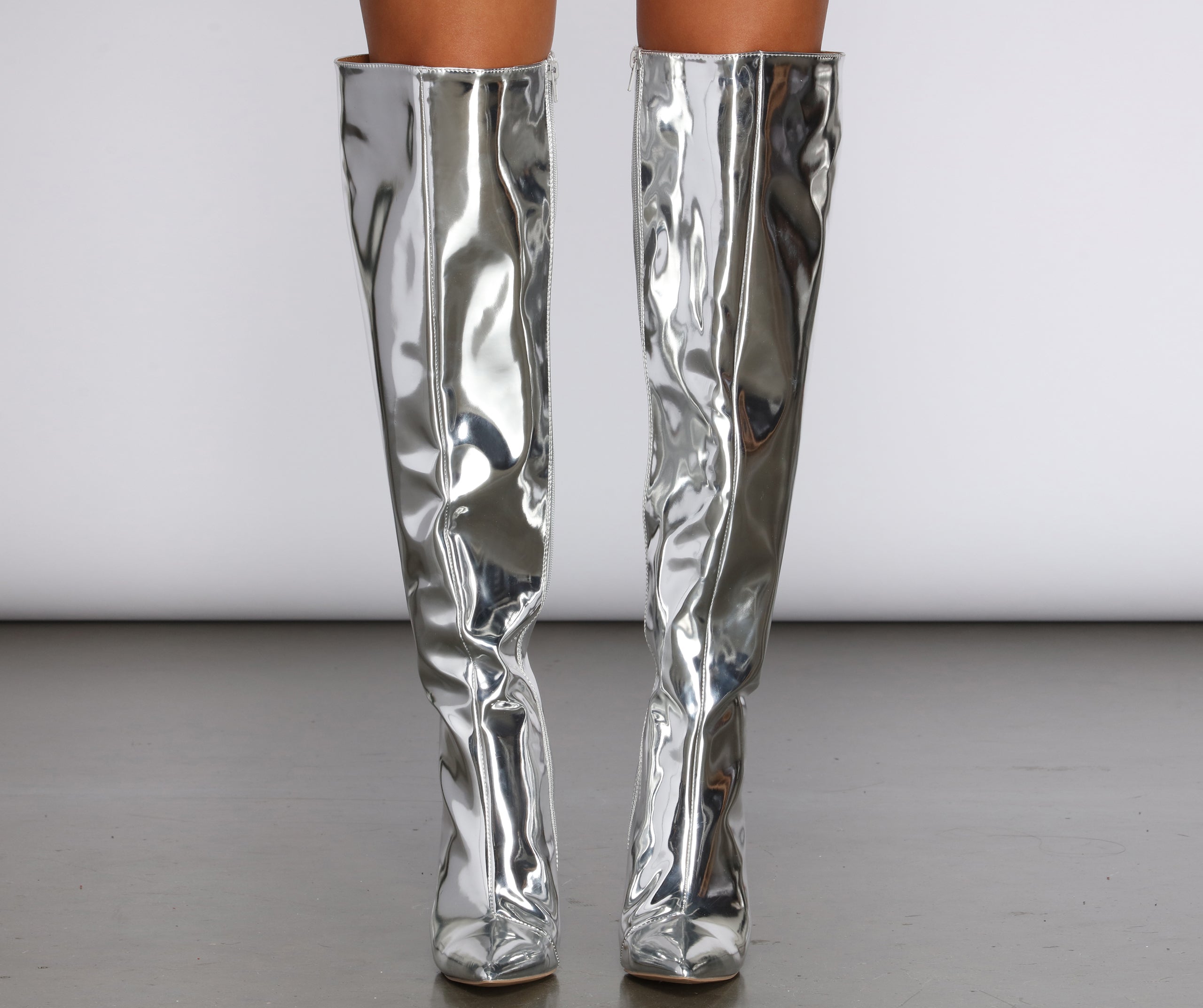 Mirrored Over The Knee Stiletto Boots | Windsor