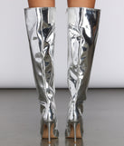 Mirrored Over The Knee Stiletto Boots are chic ladies' shoes to complete your best 2023 outfits. They come in a variety of trendy women's shoe styles like platforms and dressy low-heels, & are available in wide widths for better comfort.