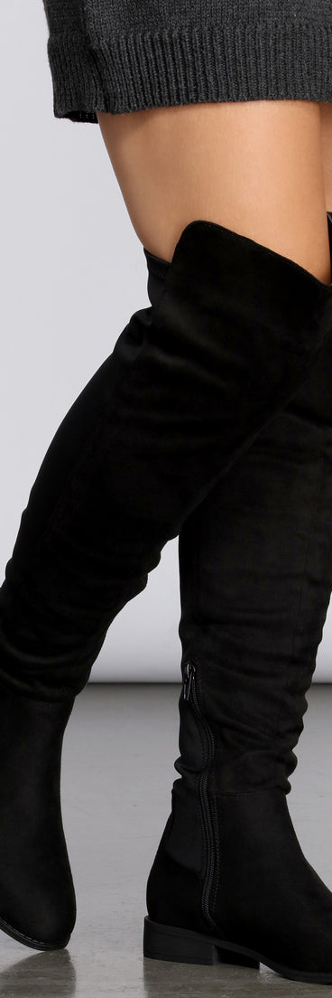 Flat Thigh High 50/50 Boots for 2022 festival outfits, festival dress, outfits for raves, concert outfits, and/or club outfits