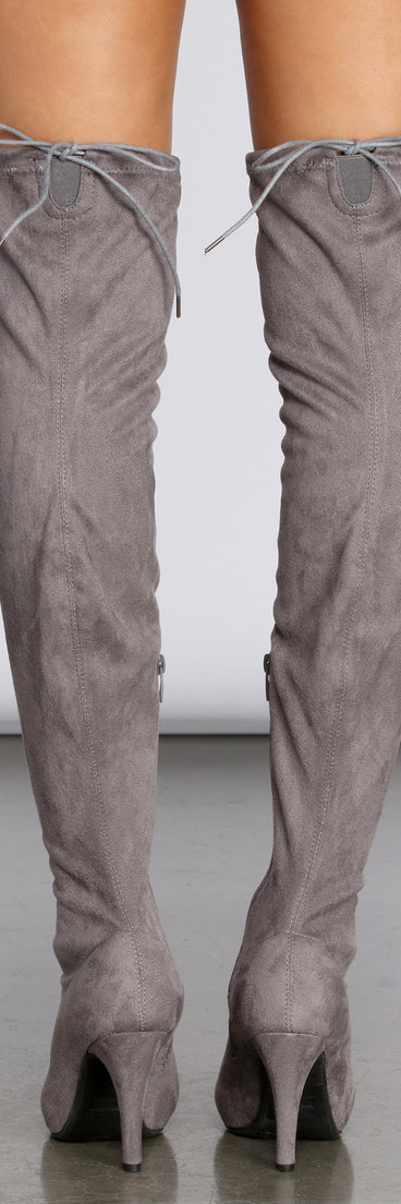 Wanderlust Over The Knee Stiletto Boots are chic ladies' shoes to complete your best 2023 outfits. They come in a variety of trendy women's shoe styles like platforms and dressy low-heels, & are available in wide widths for better comfort.